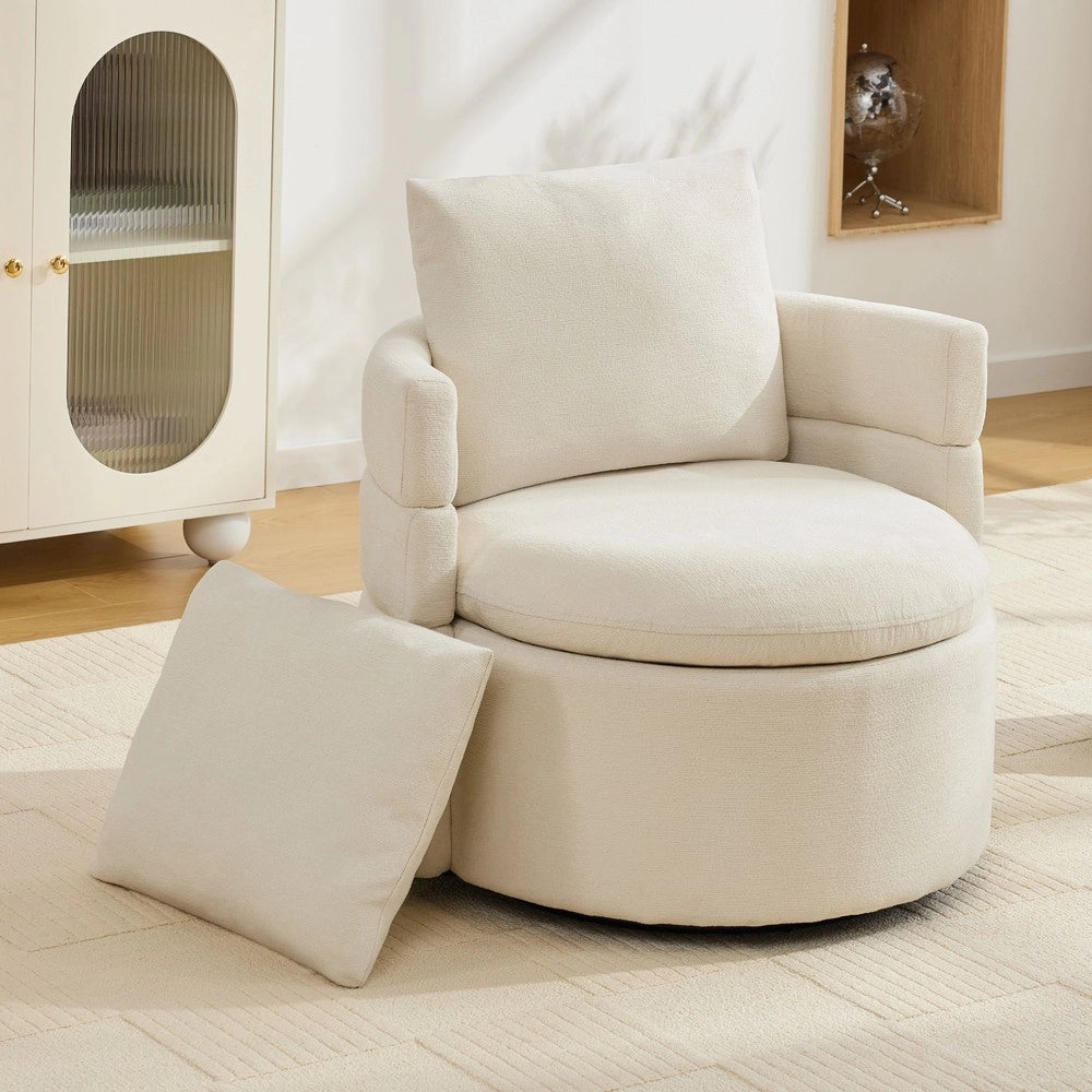Poltrona Girevole con Vano Contenitore e Cuscino ¨C Xylo ¨C Avorio