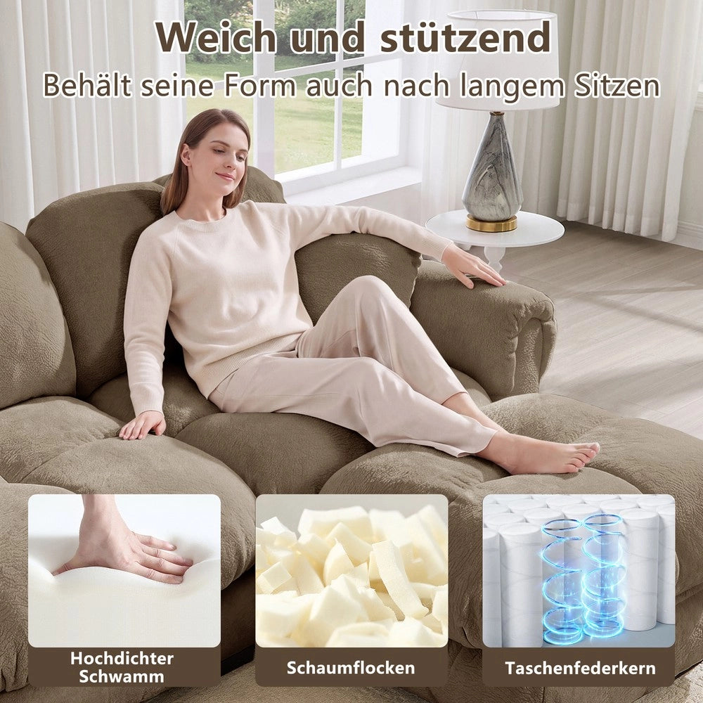 Poltrona relax imbottita ¨C Minimal ¨C marrone tessuto con braccioli schienale ergonomico
