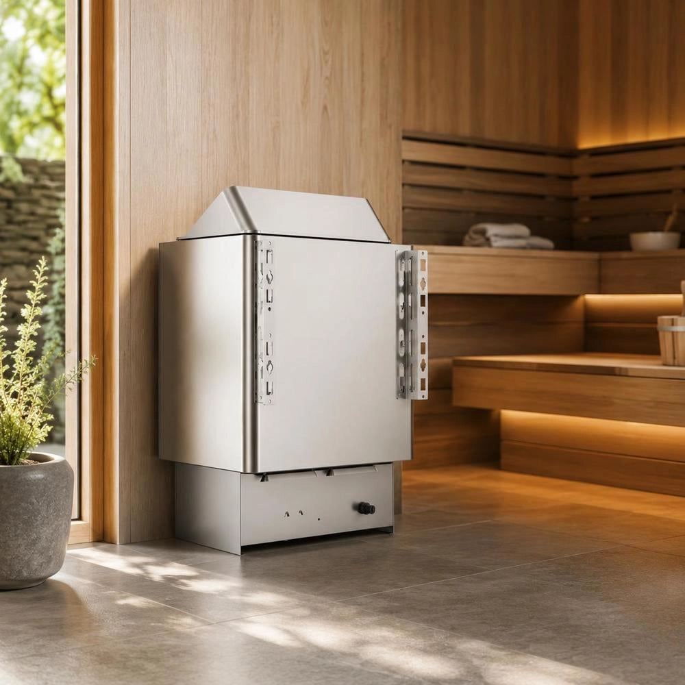 9 KW Sauna Heater, Electric Sauna Heater 380 V - 415 V, Stainless Steel Sauna Heater, 20 Kg Sauna Stones, Electric Sauna Heater With 2 Modes (temperature, Time), For 9-13 M³ Sauna Room, 190 Cm Height, With Wall Bracket
