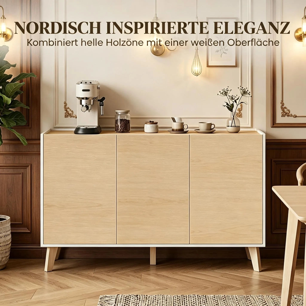 Credenza da cucina nordica con 3 ante e 6 scomparti