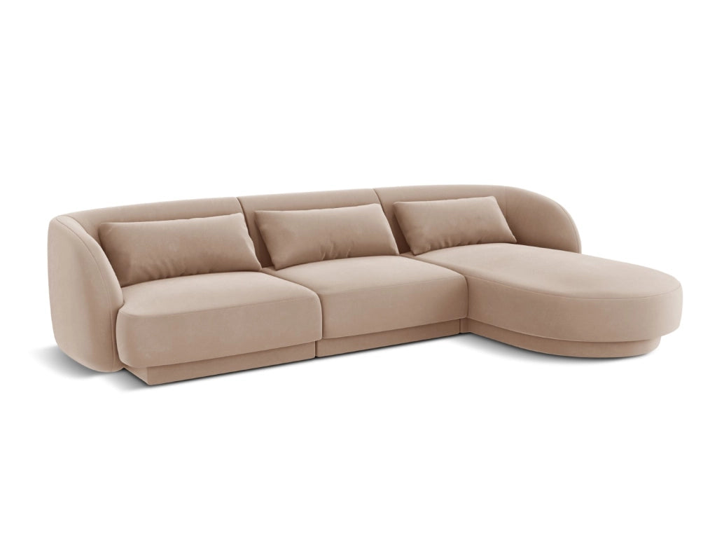 Cosmopolitan Design - Divano angolare destro "Tulum" 4 posti in velluto beige 