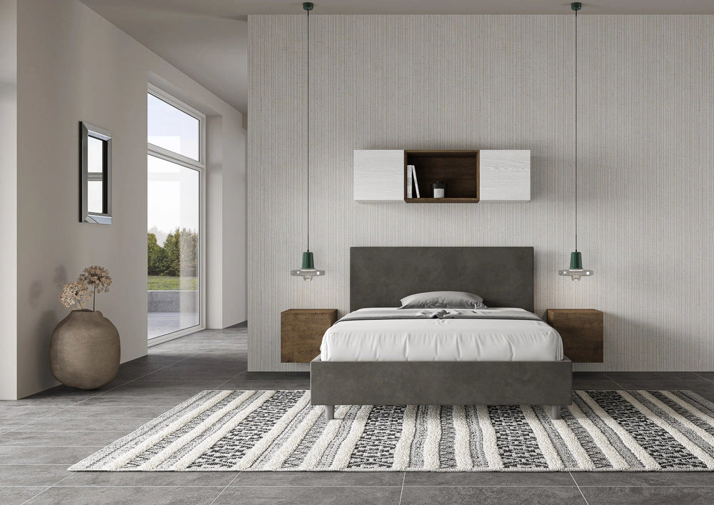 Letto Matrimoniale Large 180x190 cm con Rete Adele Grigio