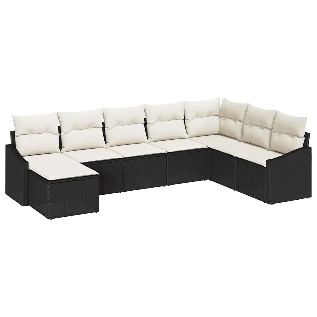 Set Divano da Giardino 8 pcs Nero e Crema polyrattan 3355506