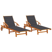 Sdraio 2 pz con Cuscini in Legno Massello di Acacia 3077330