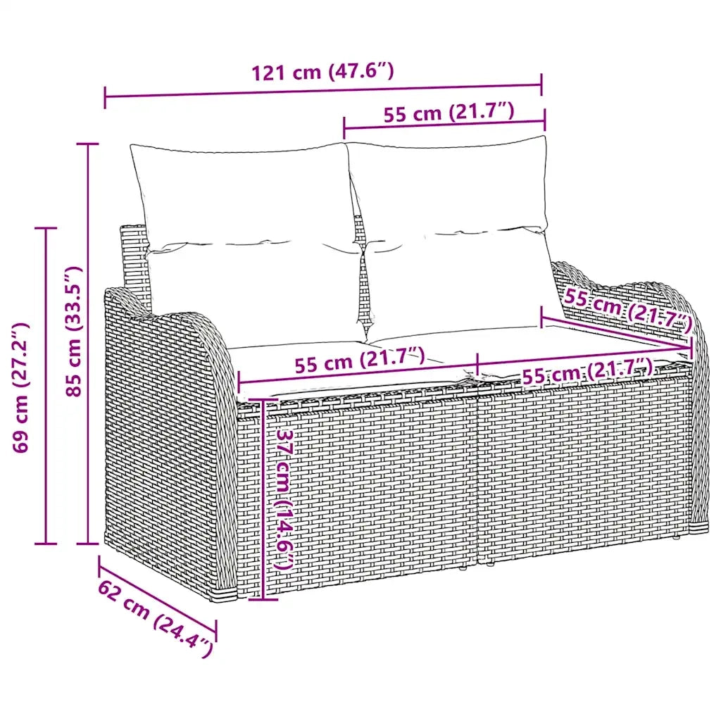 Set Divano da Giardino 4 pcs Beige e Grigio Chiaro polyrattan 3358949