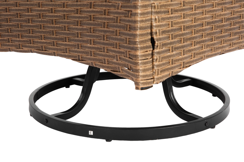 OKWISHPoltrone da giardino con tavolo set da 3 girevoli e basculanti 360° con cuscini in acciaio e rattan sintetico grigio