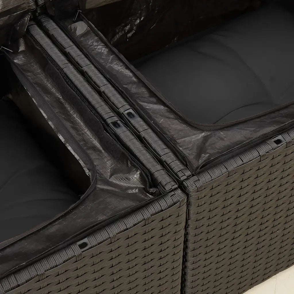 Set Divani da Giardino con Cuscini 7pz Nero Polyrattan 3327170