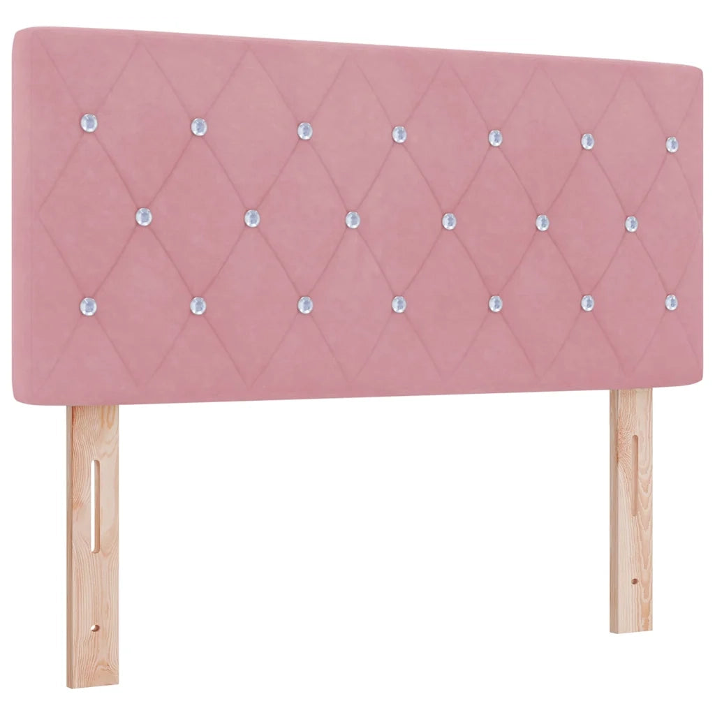 Letto a molle con materasso Rosa 100 x 200 cm Velluto 3339091
