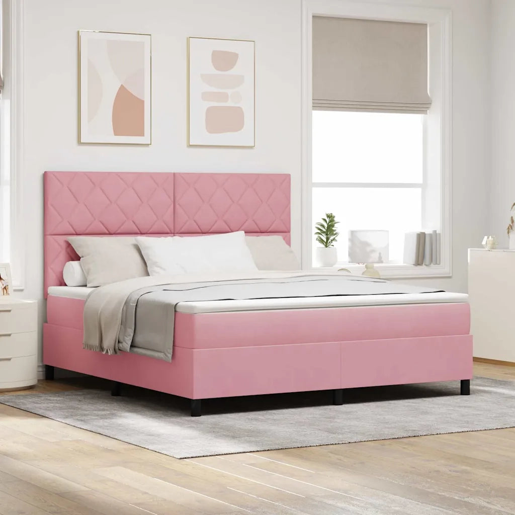 Letto a molle con materasso Rosa 180 x 200 cm Velluto 3339919