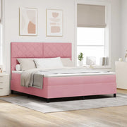 Letto a molle con materasso Rosa 180 x 200 cm Velluto 3339919
