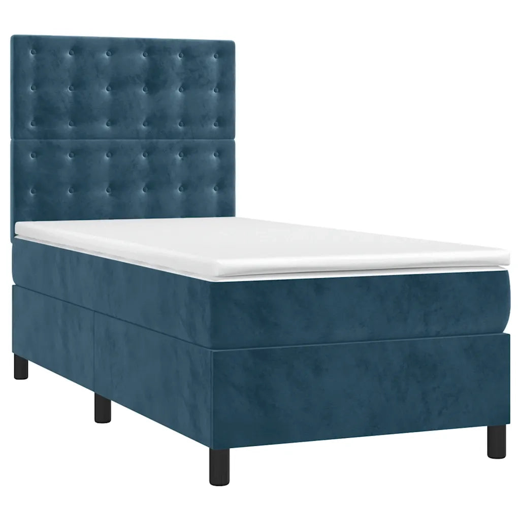 Letto a Molle con Materasso e LED Blu Scuro 100x200 cm 3136351