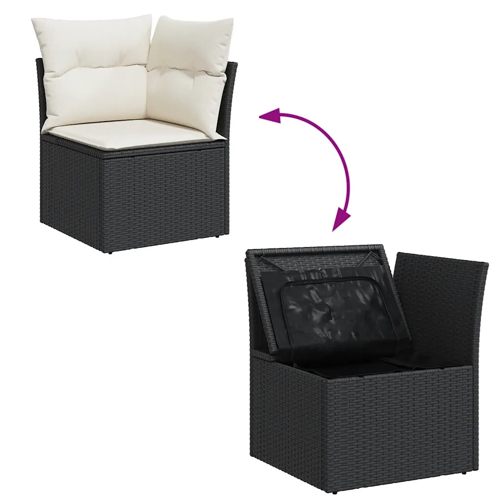 Set Divani da Giardino 11 pz con Cuscini in Polyrattan Nero 3256210