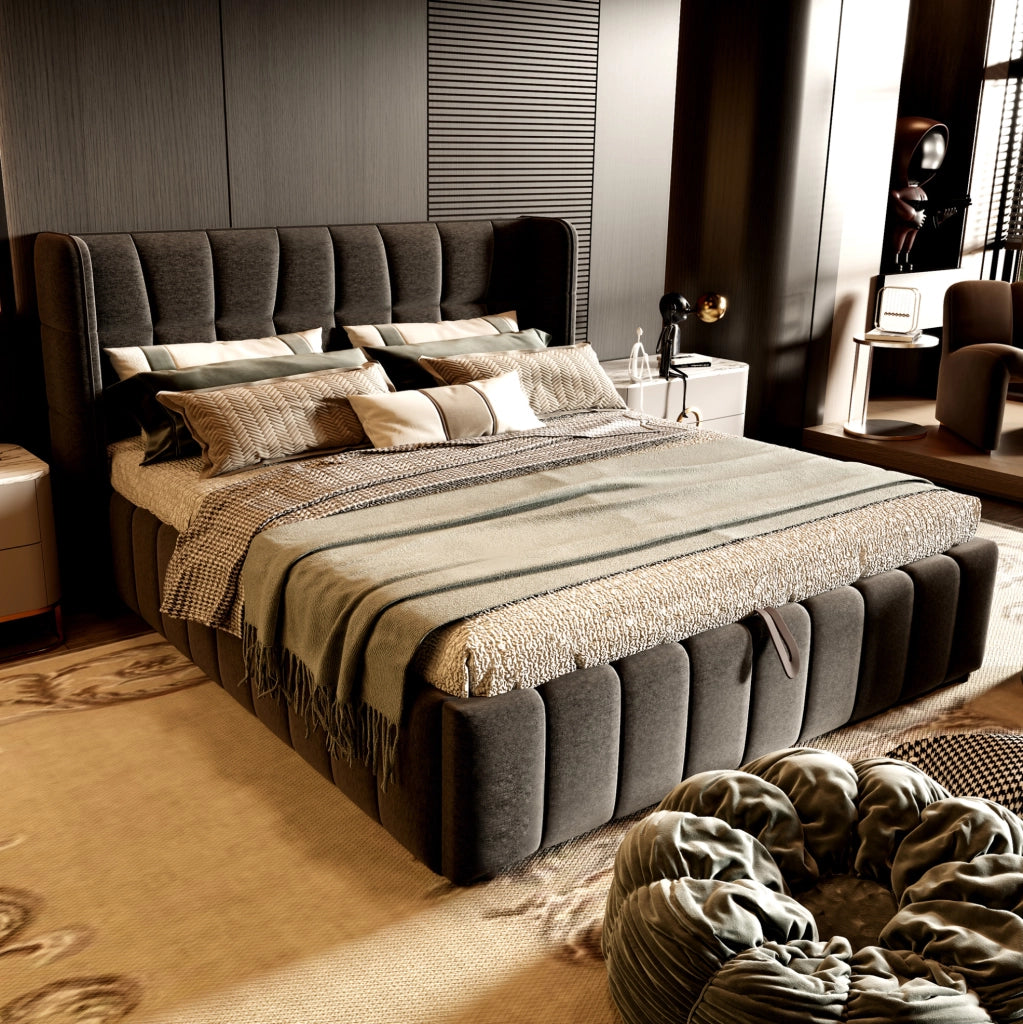 Letto matrimoniale contenitore 180x200 cm grigio