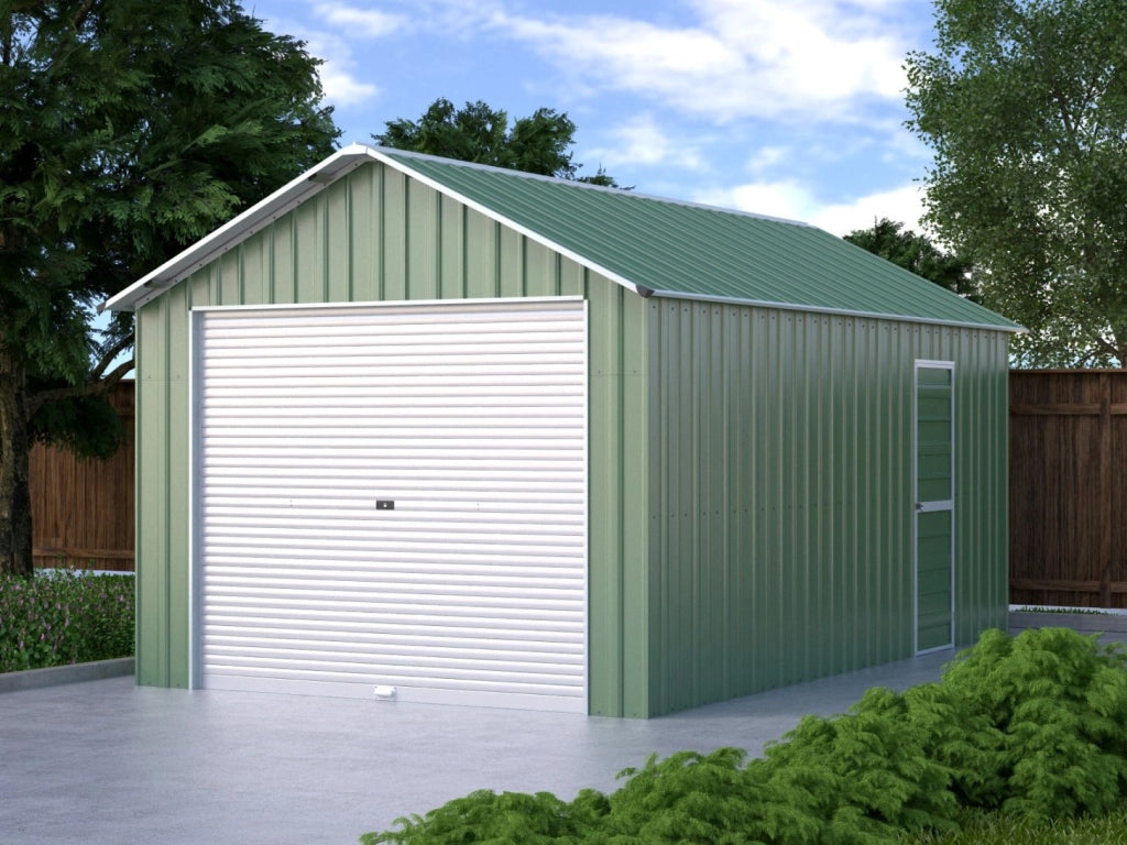 Box container garage auto con saracinesca in lamiera di Acciaio Zincato 360x610cm x h 3,15m - 470KG - 21,96 mq - VERDE