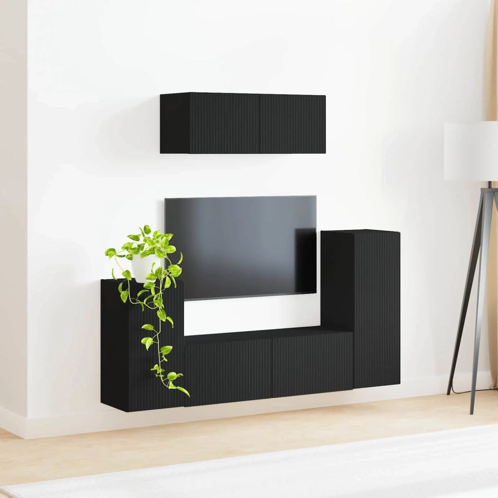Set mobile TV 4 pcs Nero Legno multistrato