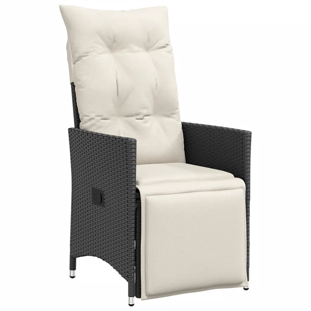 Set da Pranzo da Giardino 7 pz Nero con Cuscini in Polyrattan 3276858