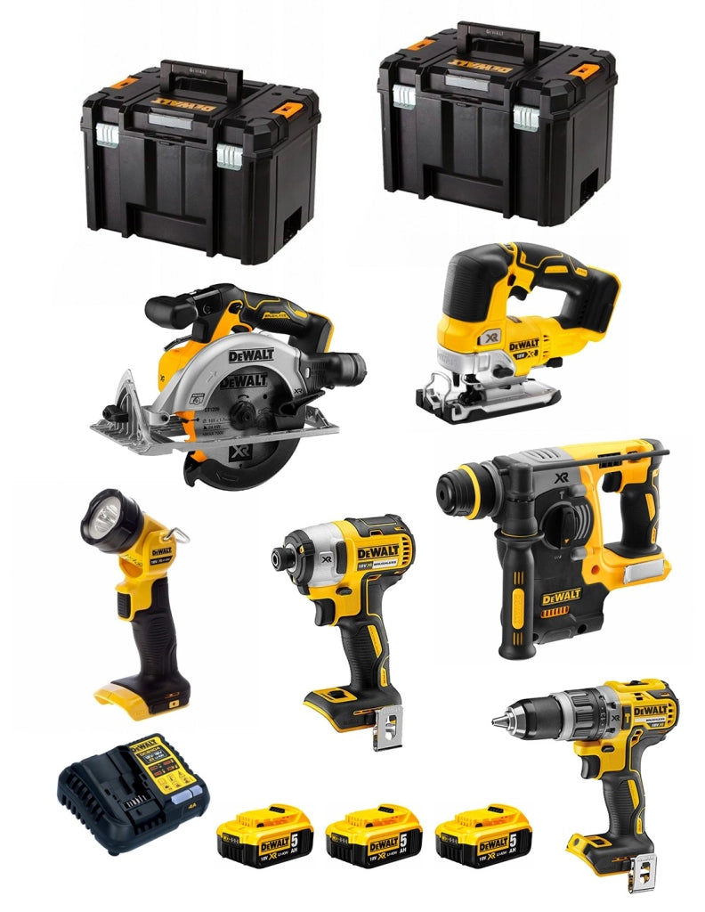 DeWALT Kit DCK690P3T (DCD796 + DCF887 + DCH273 + DCS334 + DCS565 + DCL040 + 3 x 5,0 Ah + DCB1104 + 2 x TSTAK VI)