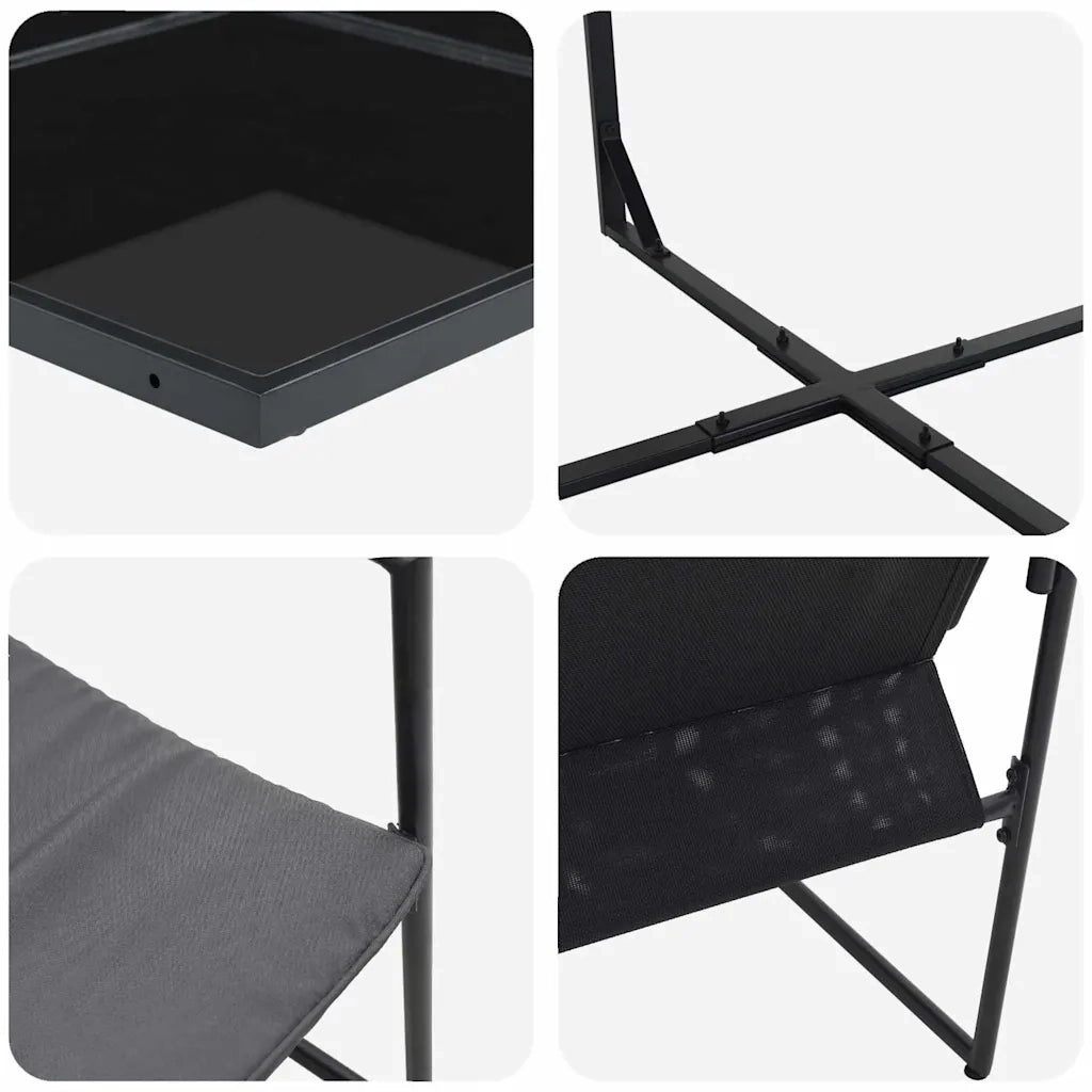 Set da Pranzo per Giardino 15 pcs Nero Acciaio 3335871
