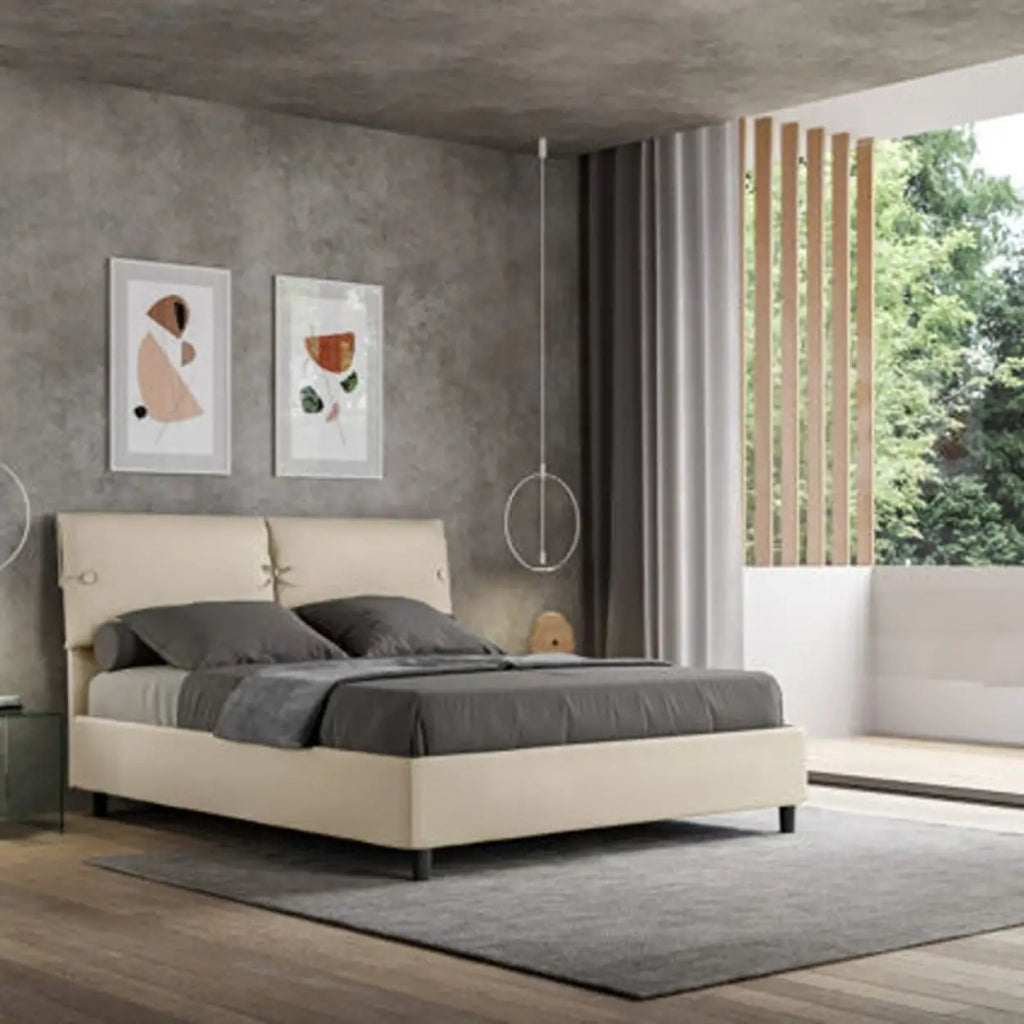 Letto matrimoniale con rete imbottito 160x190 similpelle tortora Sleeper