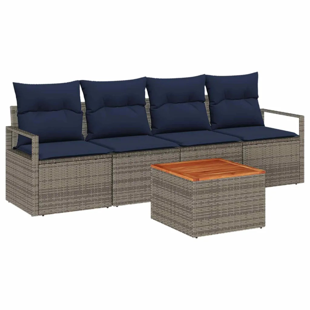 Set Divano da Giardino con cuscino 5 pcs Grigio polyrattan 3347640