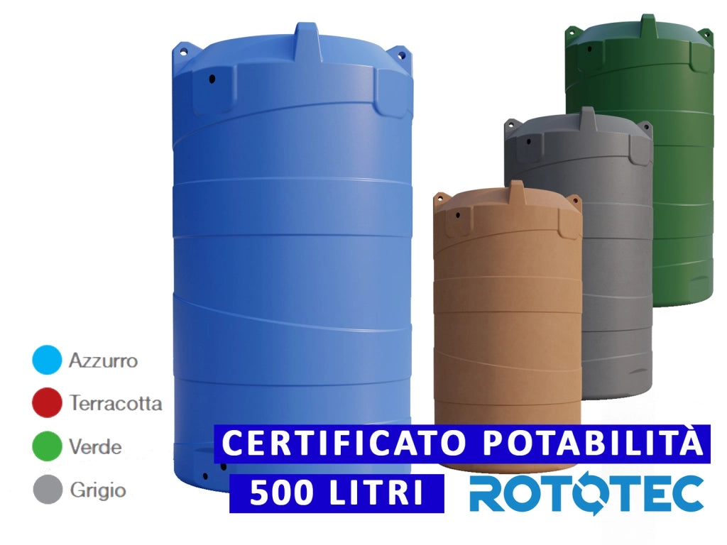 Serbatoio Da Esterno Rototec VERTICALE 500 LT Polietilene Stoccaggio Acqua VERTIGO