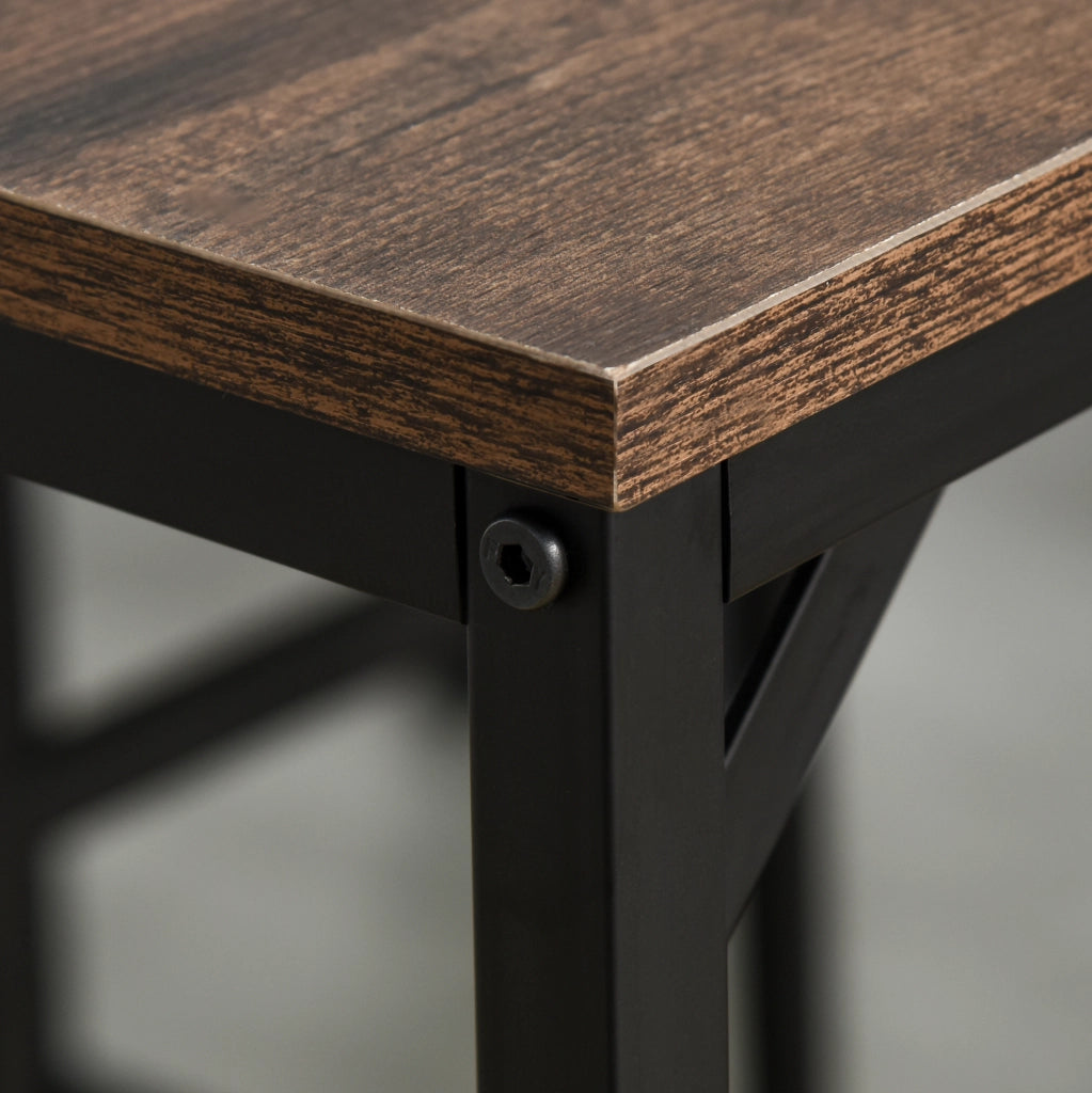 TAVOLO BAR con 4 Sgabelli 100x60x88 cm Marrone Rustico e Nero
