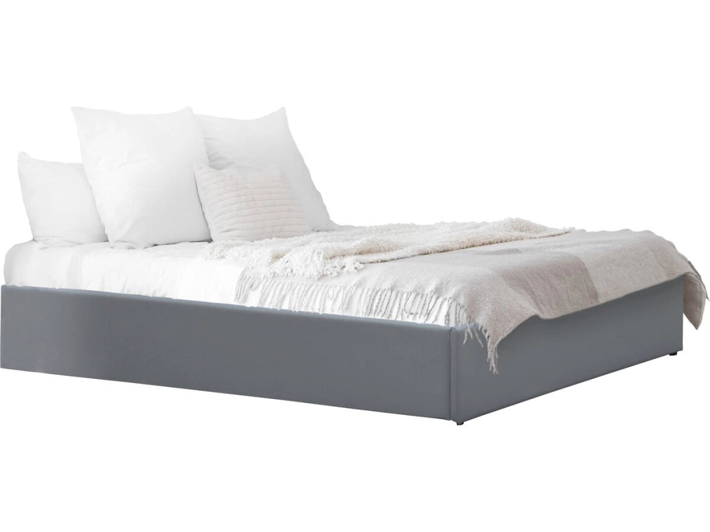 Letto singolo con contenitore in PVC "Ava" - 90 x 190 cm - Grigio