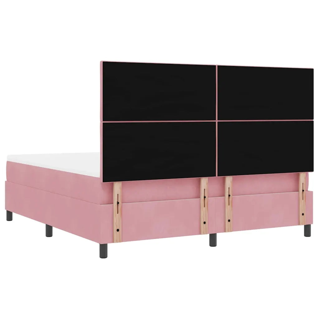 Letto a molle con materasso Rosa 180 x 200 cm Velluto 3339919