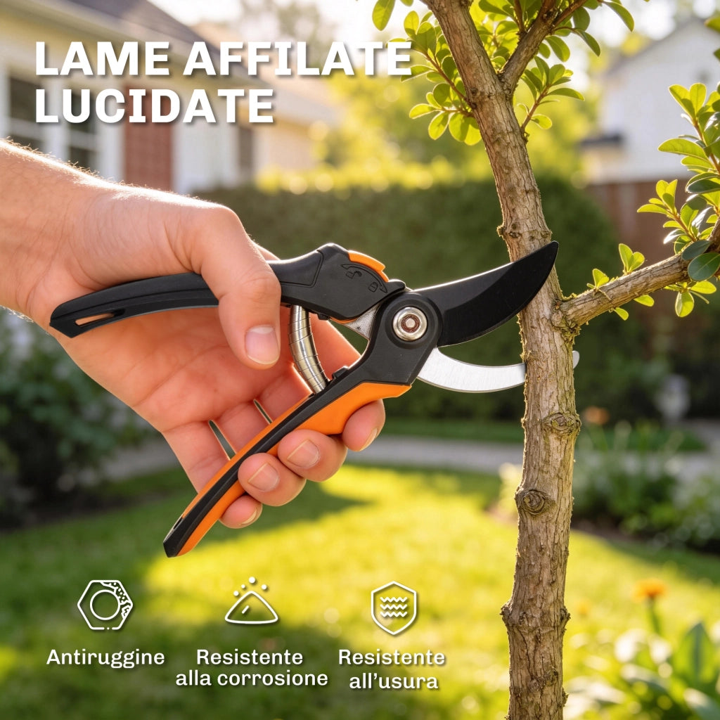 Set da Giardinaggio 2 Pezzi con Troncarami e Cesoie, con Impugnatura Morbida e Blocco di Sicurezza