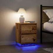 Comodini con Luci a LED 2 pz Legno Antico 38x34x50 cm 861298