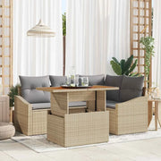 Set Divano da Giardino 5 pcs Beige Poly Rattan 3358569