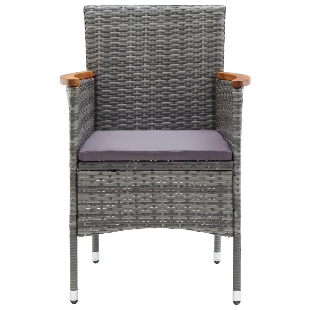 Set da Bistrot 3 pz in Polyrattan e Legno Acacia Grigio