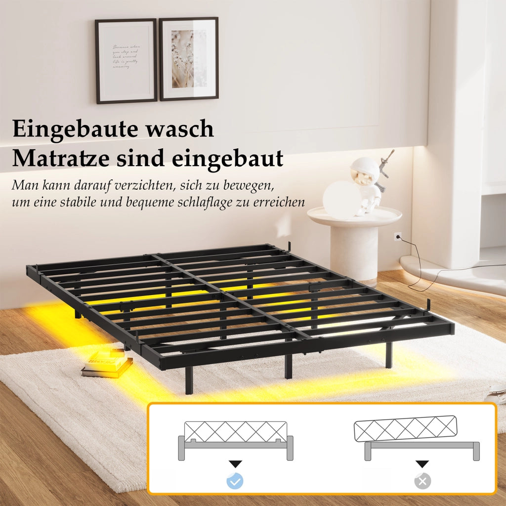 letto a sospensione metallo nero 120 x 200 cm