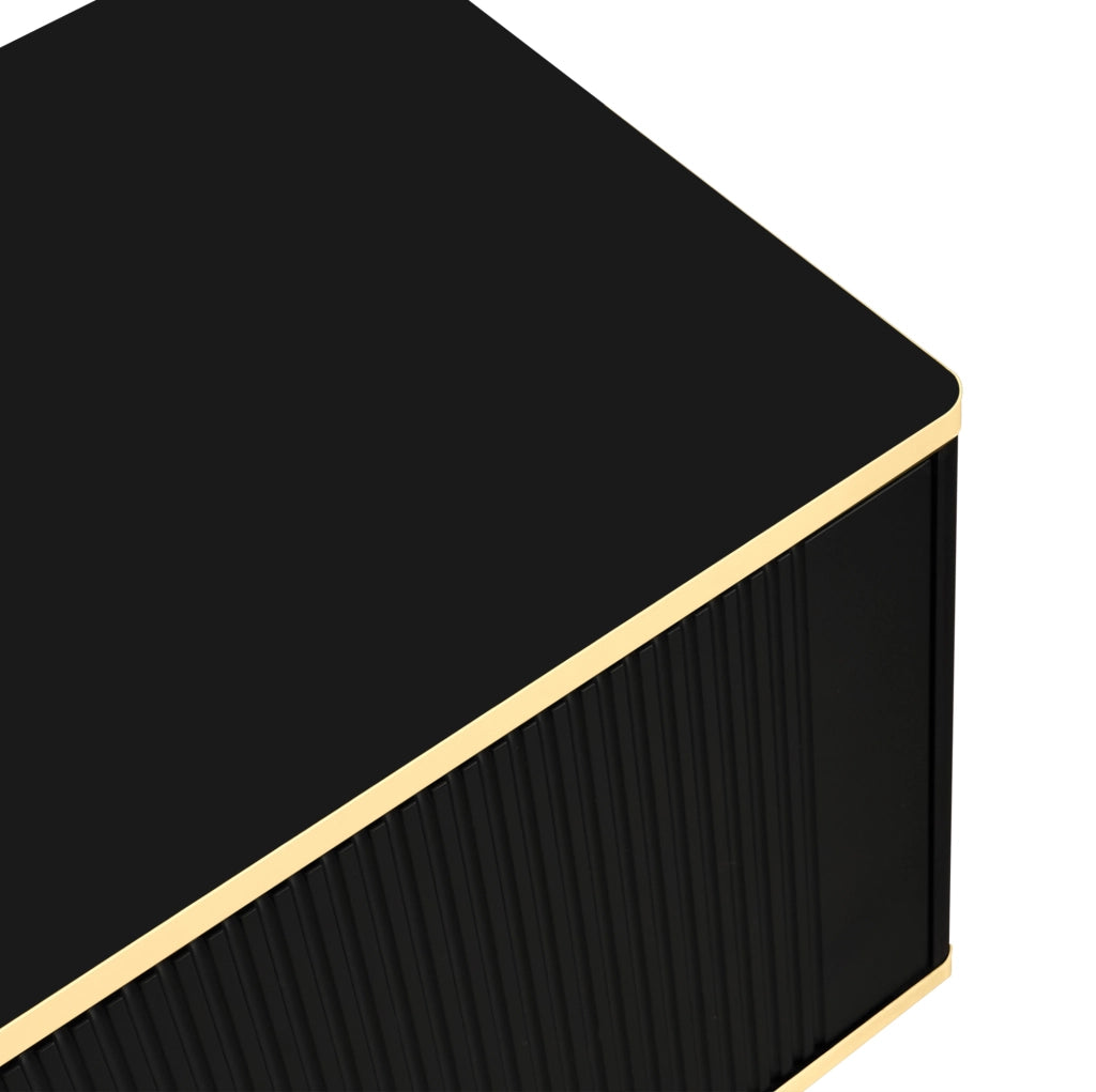 Mobile TV 170x45x37 cm con 2 cassetti e vani chiusi in MDF nero e oro