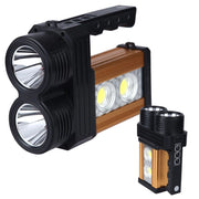 Trade Shop - Torcia Lampada A Led Ricaricabile Emergenza 10w 200 Metri Usb Luce Gialla Bianca -