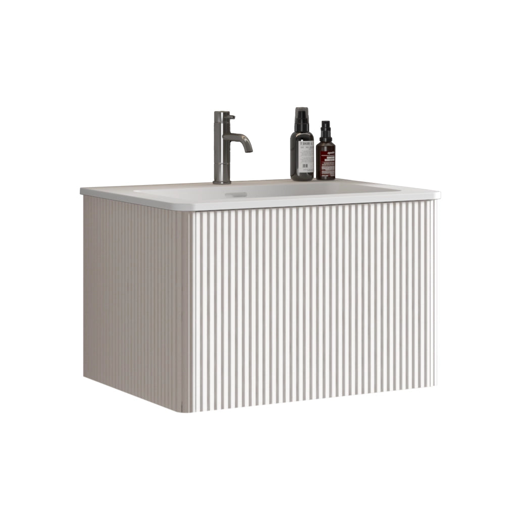Mobile lavabo sospeso 60 cm bianco con cassetto push-to-open