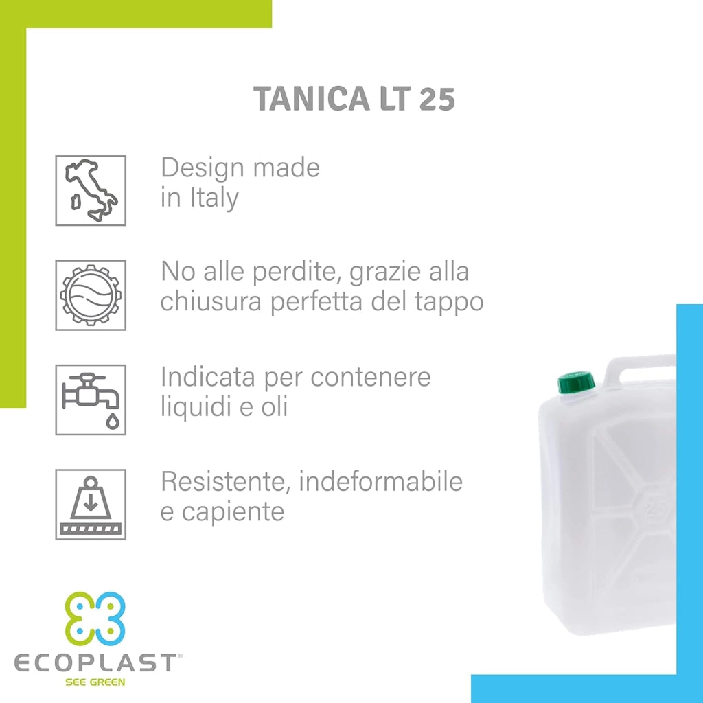 TANICA PER ALIMENTI PESANTE 25 L- ECOPLAST- 4,0 pz