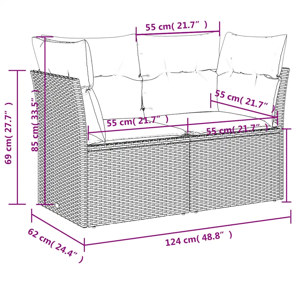 Set Divani da Giardino 7 pz con Cuscini Grigio in Polyrattan 3267130