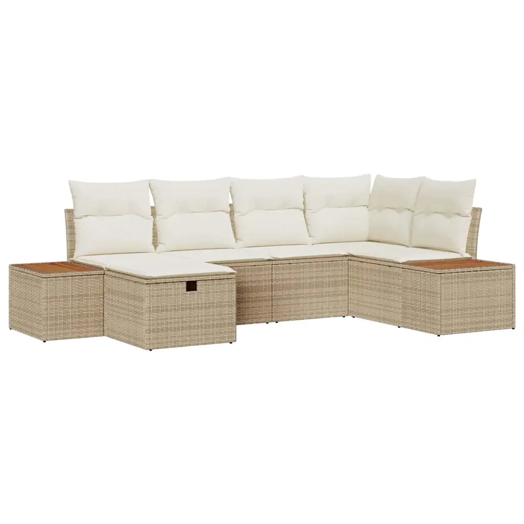 Set Divano da Giardino con cuscino 6 pcs Beige polyrattan 3359633
