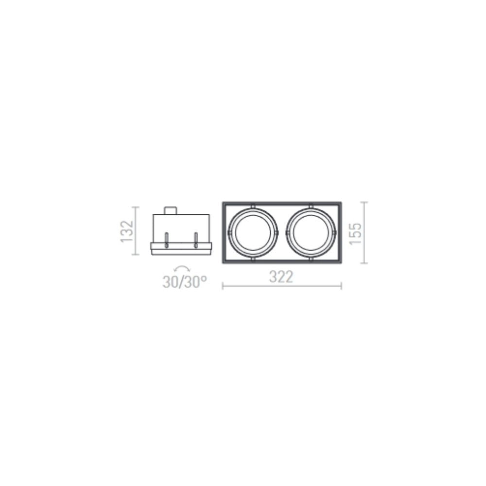 Faretto ELECTRA II nero 12V G53 2x50W