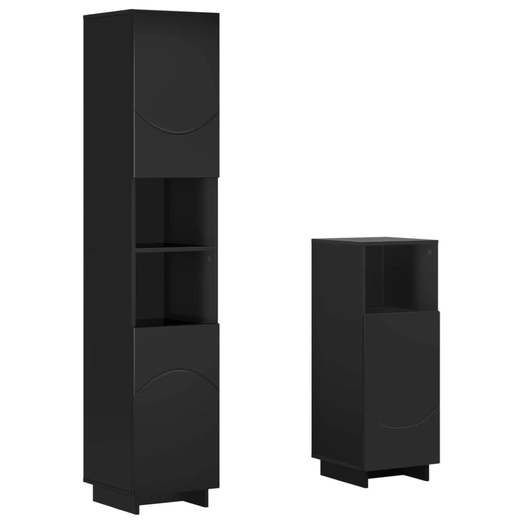 Set mobili da bagno 2 pz Nero Legno ingegnerizzato 3433101