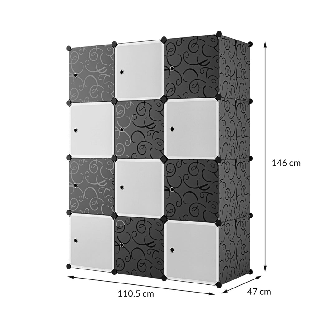 Armadio 12 Moduli in Plastica Colore Bianco e Nero EAN 8024299800778