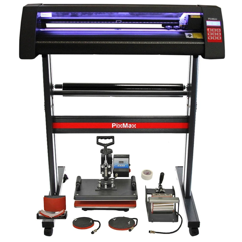 Plotter per Taglio Vinile Guida Laser Abbonamento 12 Mesi Software da Taglio - LED - 720mm & Pressa a Caldo Termopressa per Sublimazione Transfer - 5 in 1