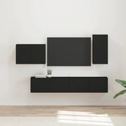 Set di Mobiletto da TV a Parete 4 pcs Nero Legno multistrato 3408935