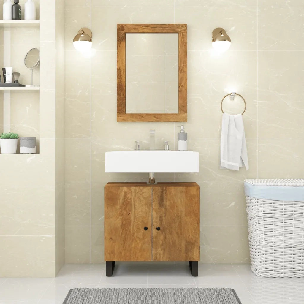 Specchio 70x50 cm in Legno Massello di Mango e Vetro 351985