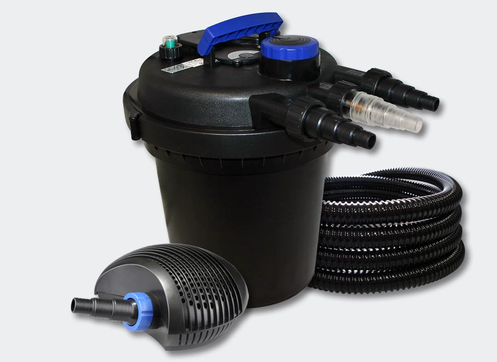 Kit di filtrazione per laghetti a pressione da 6000 litri: UVC da 11 Watt Eco da 10 Watt pompa tubo da 25 m (4216209)