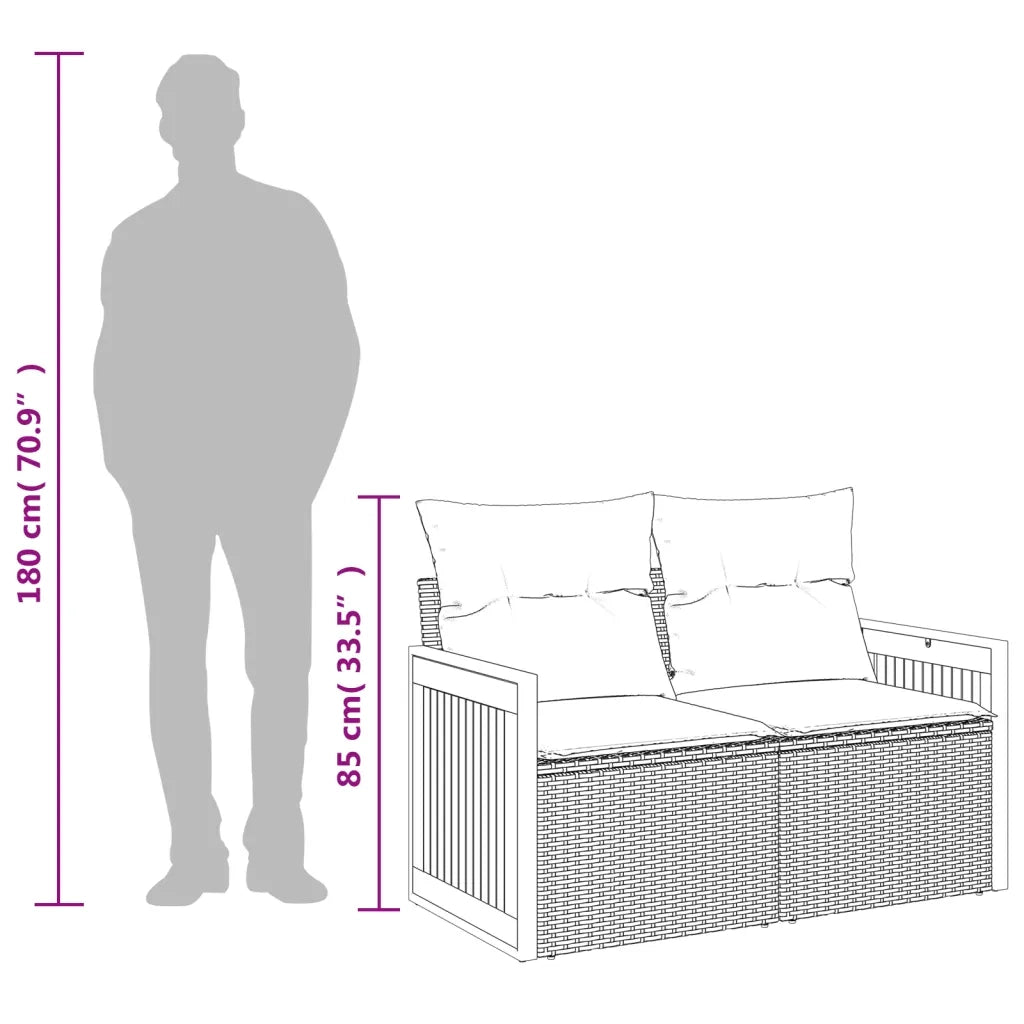 Divano da Giardino con Cuscini 2 Posti Grigio in Polyrattan 366130