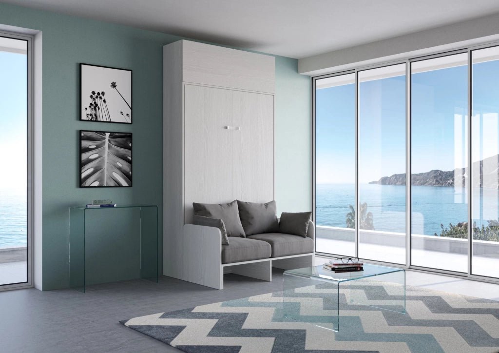 Letto 1 Piazza e Mezzo a Scomparsa Salvaspazio con Sofà Kentaro H250 cm Bianco
