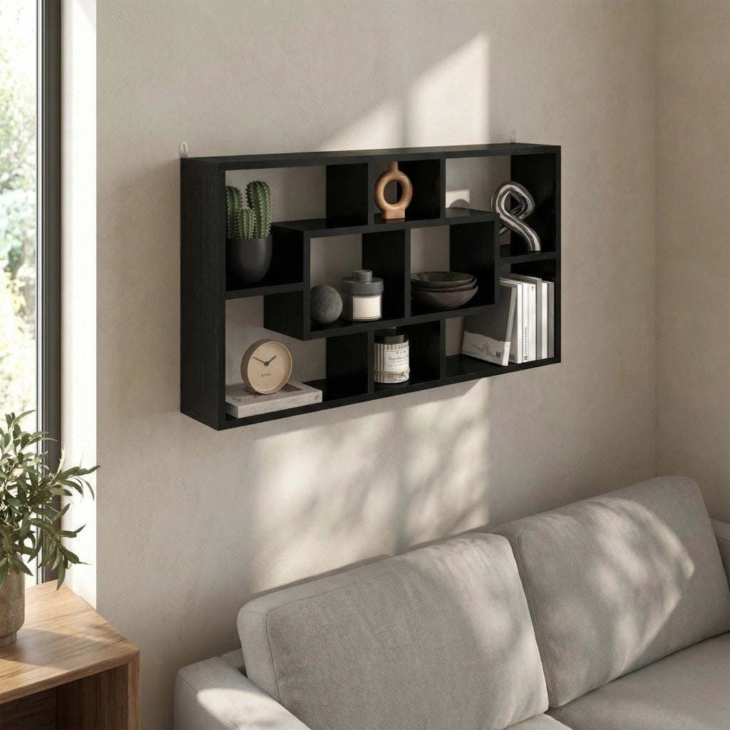 Libreria a Muro con 8 Cubi ¨C Xylo ¨C Nero 85x14,5x47,5 cm