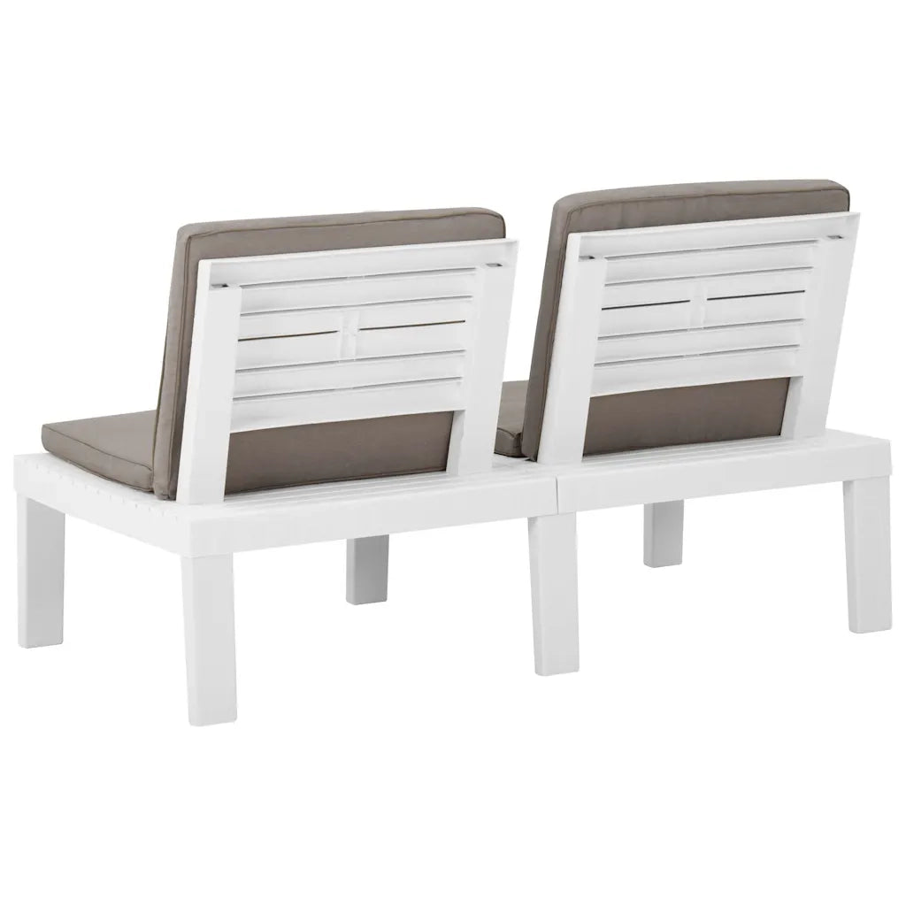 Set Divani da Giardino con Cuscini 2 pz in Plastica Bianco 315852